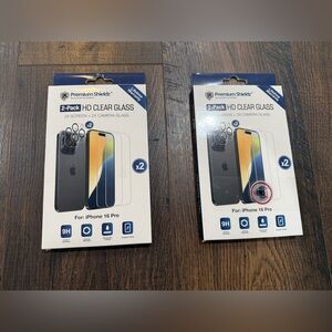 2-Pack HD Clear Glass Screen Protector for iPhone 16 Pro - Black